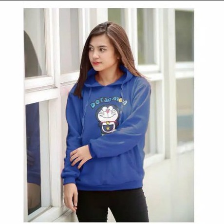 Sweater hoodie wanita DORAEMON/ BAHAN babyterry-2