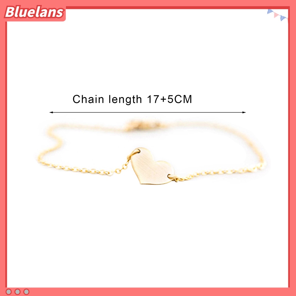 Bluelans Gelang Rantai Ganda Bentuk Hati Aksen Mutiara Tiruan Warna Solid Untuk Wanita