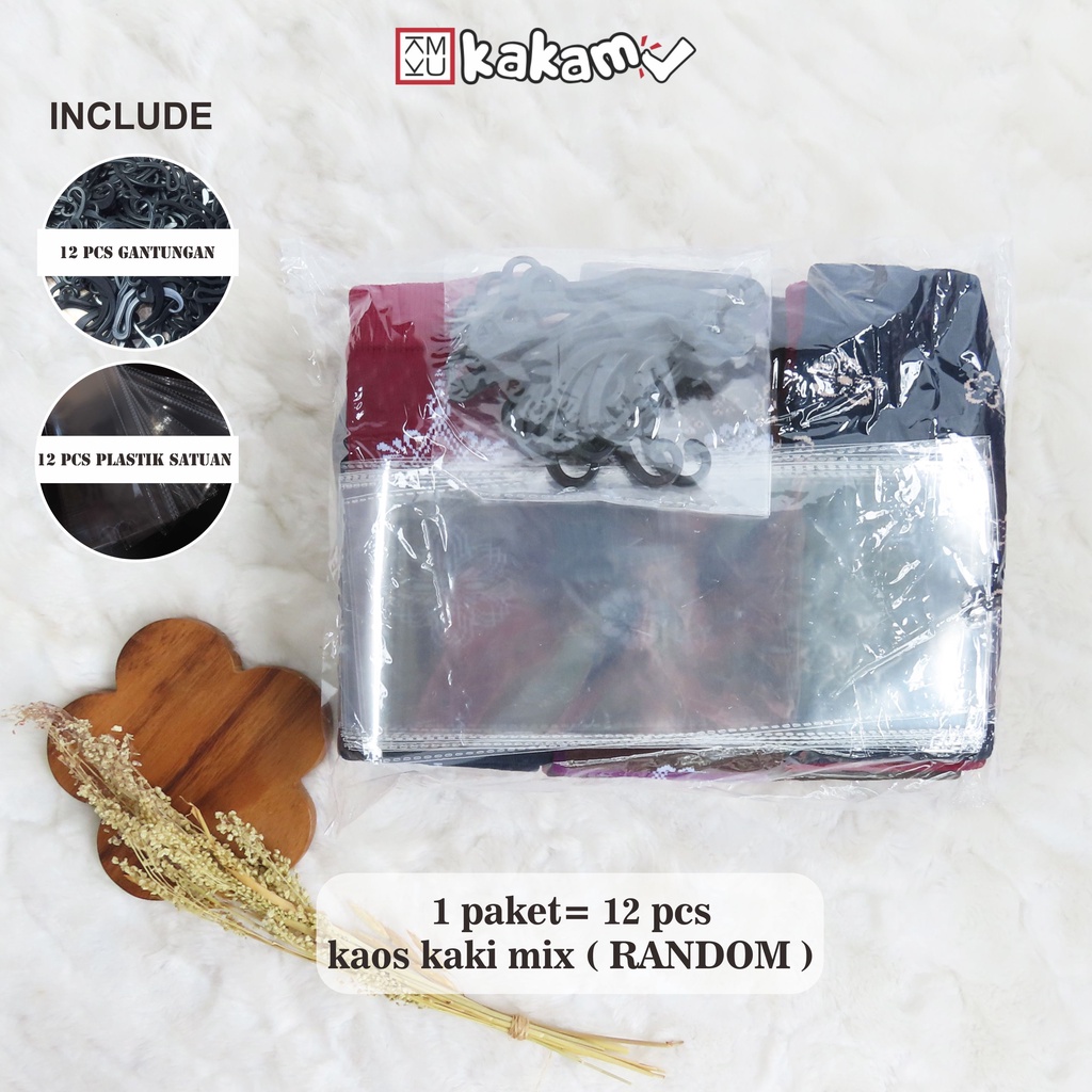 Kakamu Paket Kaos Kaki Motif Bunga Warna Tua Ukuran M Mix 12