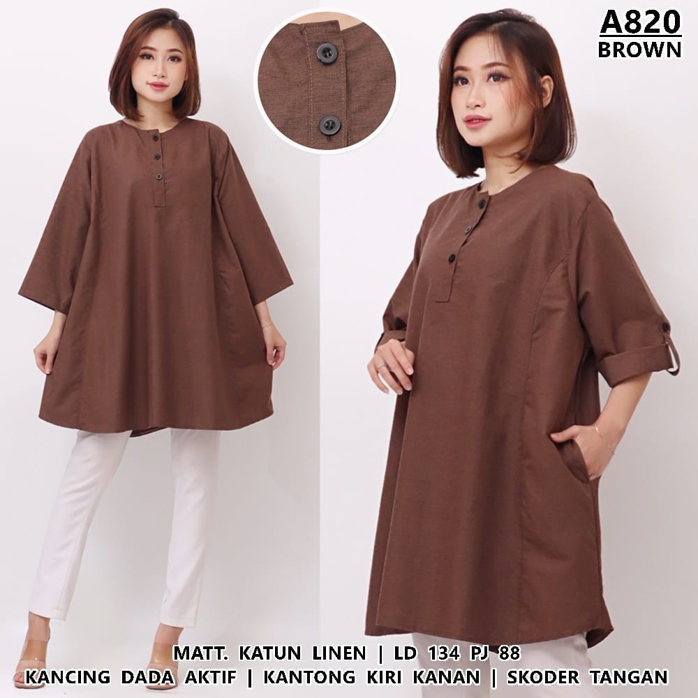 BLOUSE JUMBO FIONA / ATASAN BLUS JUMBO BHN KATUN LINEN / BLUS BIGSIZE