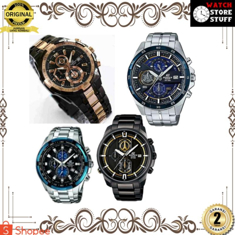 JAM TANGAN PRIA WANITA | RANTAI | KULIT | KARET | MURAH | PRIA | cas10 EFR 533 | 539 BK HITAM ROSEGO