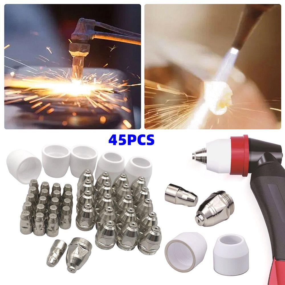 Populer 45pcs Kit Perakitan Obor Las Plasma Alat Solder Aksesori Tukang Las 1.1/1.3/1.5/1.7mm Nozzle Dengan Elektroda