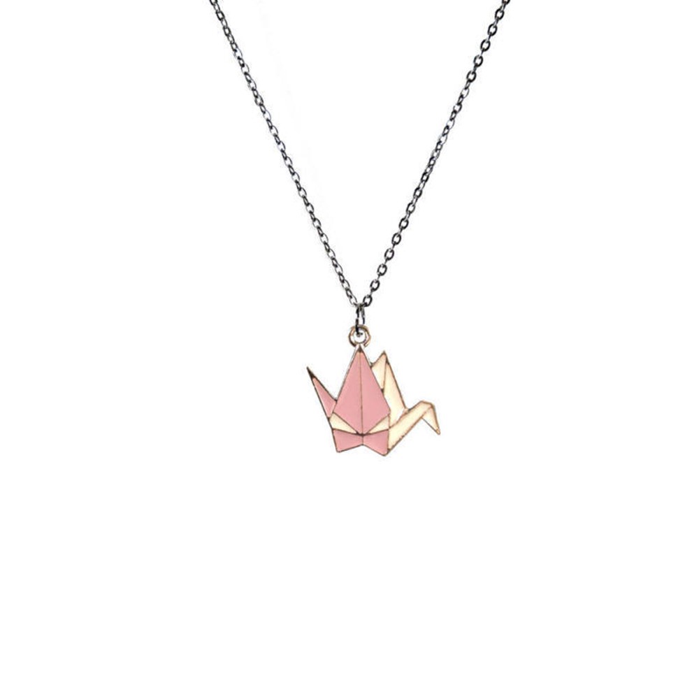 【COD Tangding】Creative Cartoon Necklace Thousand Paper Crane Pendant Necklace Fashion Couple Girlfriend Chain Choker