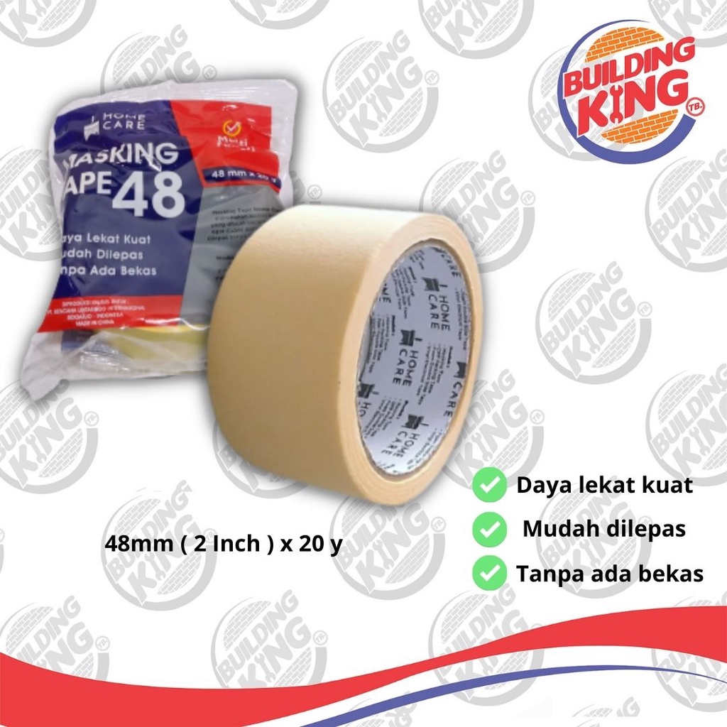 

Masking Tape 48 mm 20 Yard 2" Inch HOMECARE Isolasi Lakban Kertas 48mm