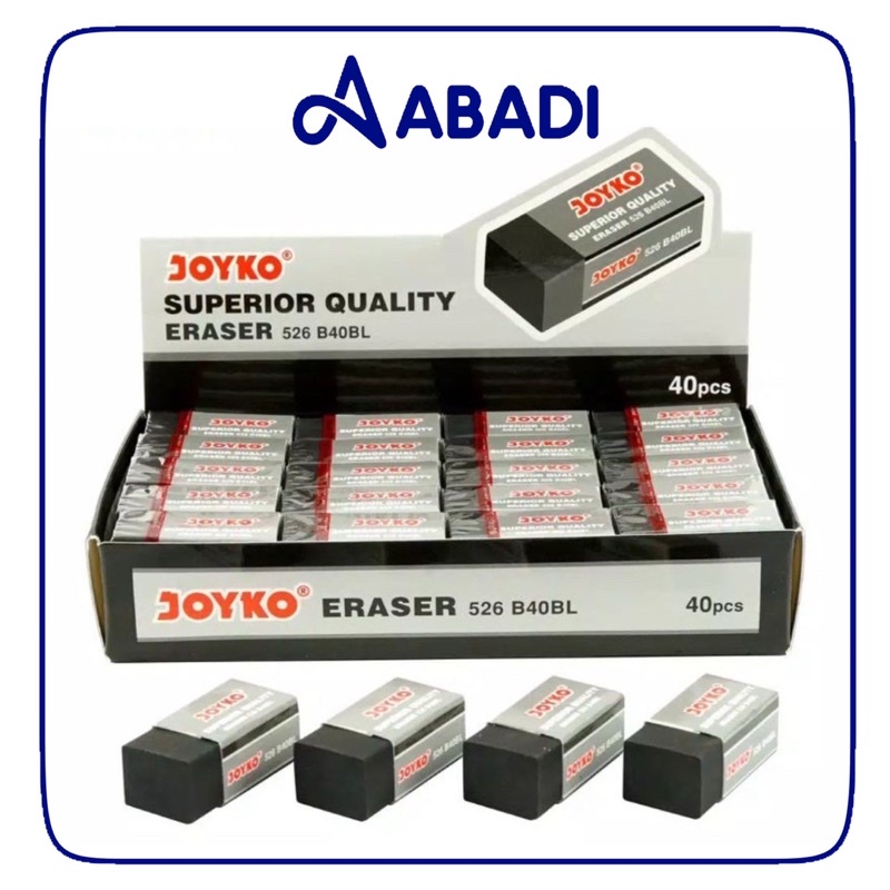 Eraser / Penghapus Joyko 526-B40P Putih Hitam Grosir 1pak 40pcs