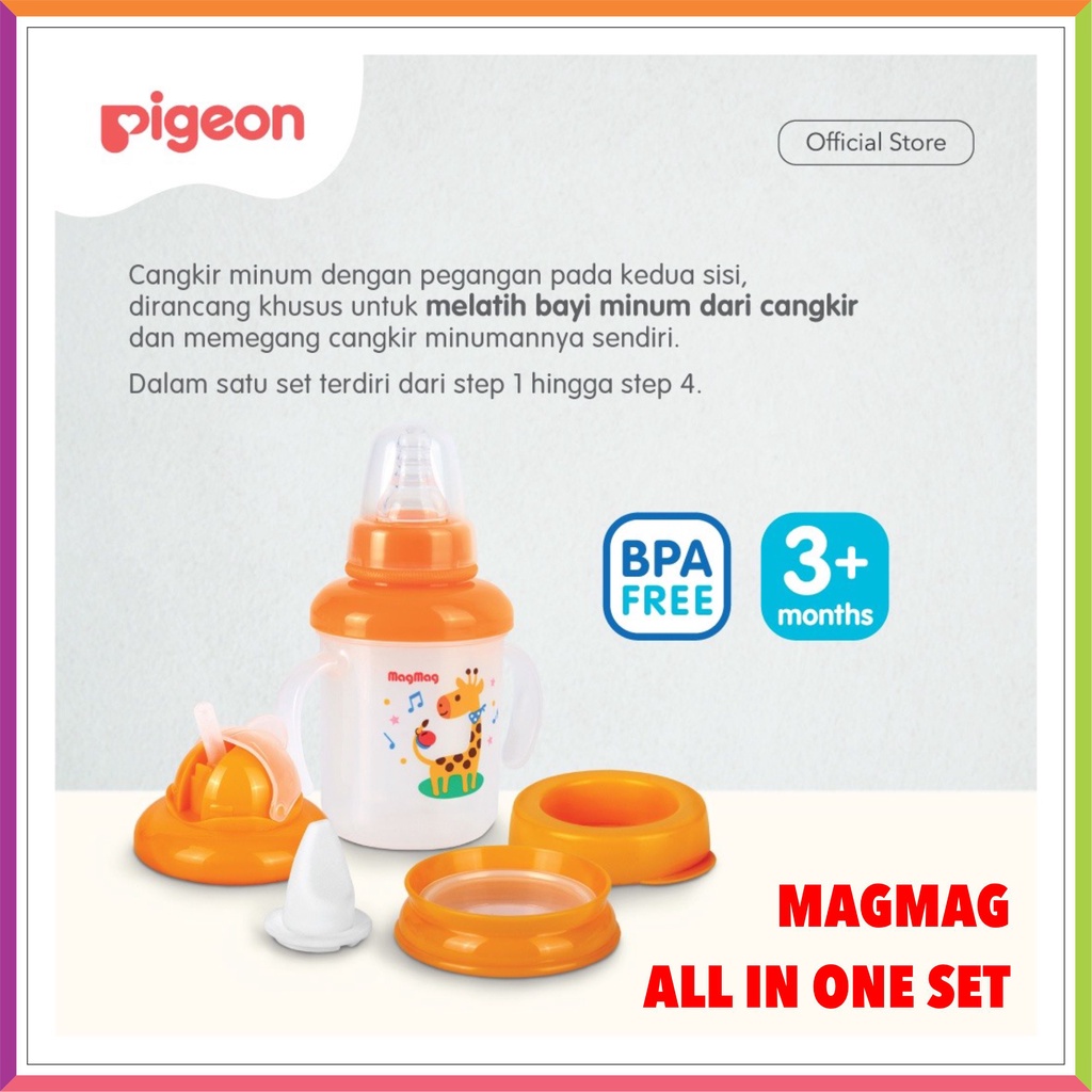 PIGEON MAGMAG ALL IN ONE SET TRAINNING CUP | BOTOL SUSU PIGEON | TRAINNING CUP SET