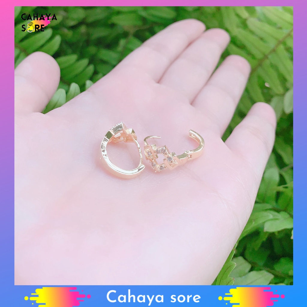 Anting Xuping Gold Anting Dewasa Model Clip Permata Satu Jurai AD20