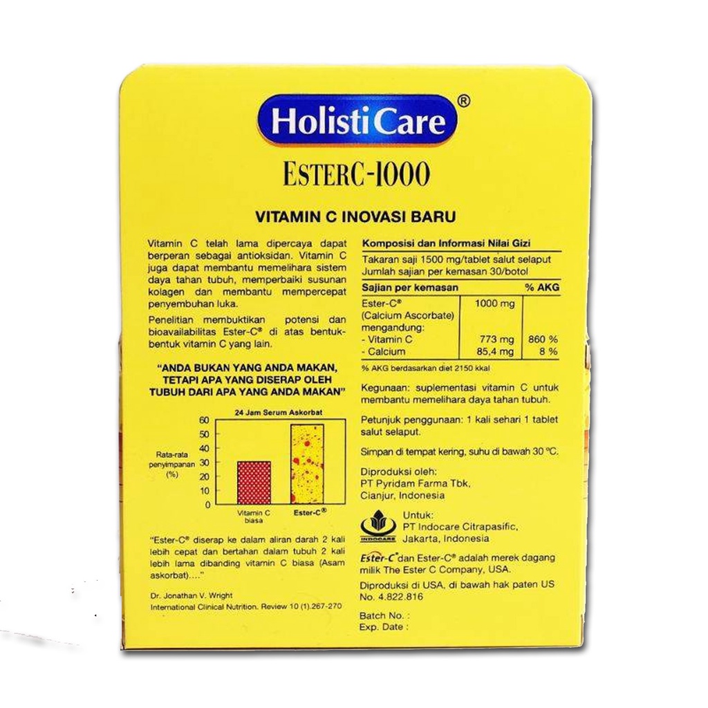 Holisticare Ester-C 1000mg Vitamin C 30 Tablet