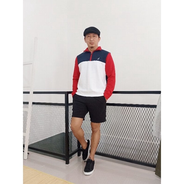 Sweatshirt Fleece Half Zipper Nautica Block 3 Color
