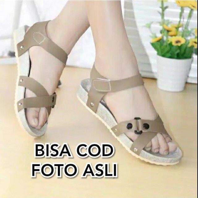 DIKIRIM CEPAT SANDAL WEDGES WANITA CEWEK CEWE SENDAL DEWASA KEREN R43