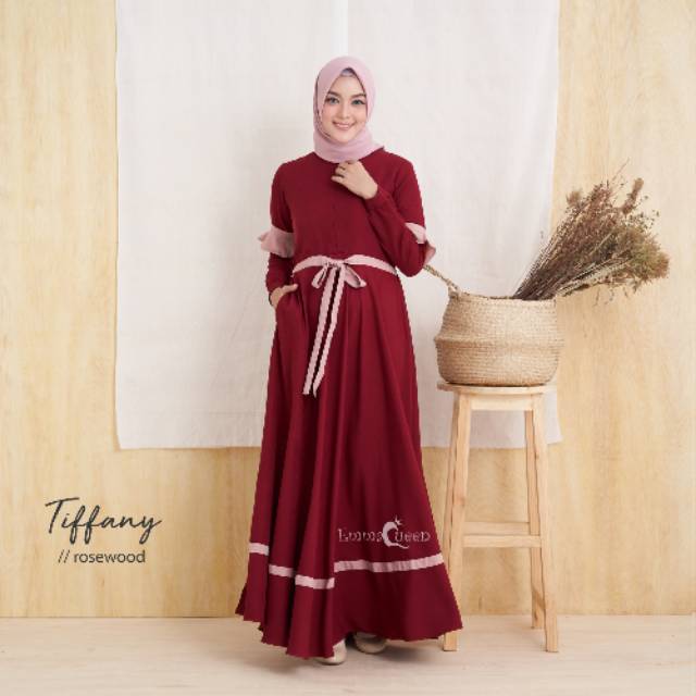 TIFFANY DRESS MAROON SIZE XL ORI BY EMMAQUEEN