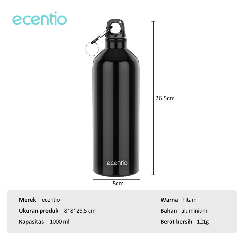 ecentio &amp; FOODI botol minum 750ml/1 liter tumbler botol air aluminium tempat minum bottle sepeda