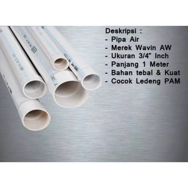 Pipa 3/4" inch inci 1 meter Paralon PVC Wavin Rucika AW