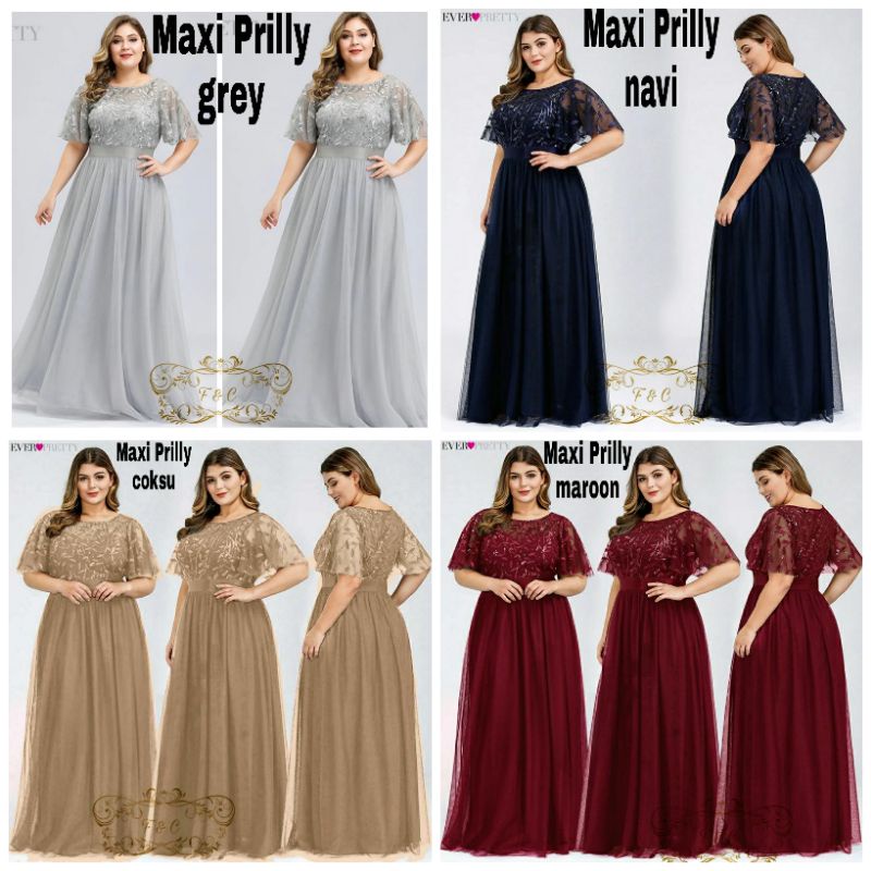 4 UKURAN M L XL XXL MAXY PRILLY FASHION MUSLIM PAKAIAN WANITA DRESS GAMIS TILE MOSCREPE FEHM