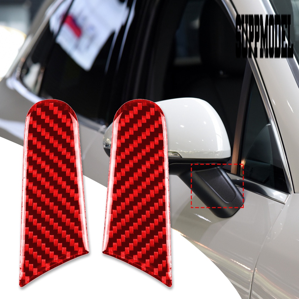 2pcs Cover Kaca Spion Mobil Anti UV Bahan Carbon Fiber Warna Merah Untuk Porsche Macan 2014-2021