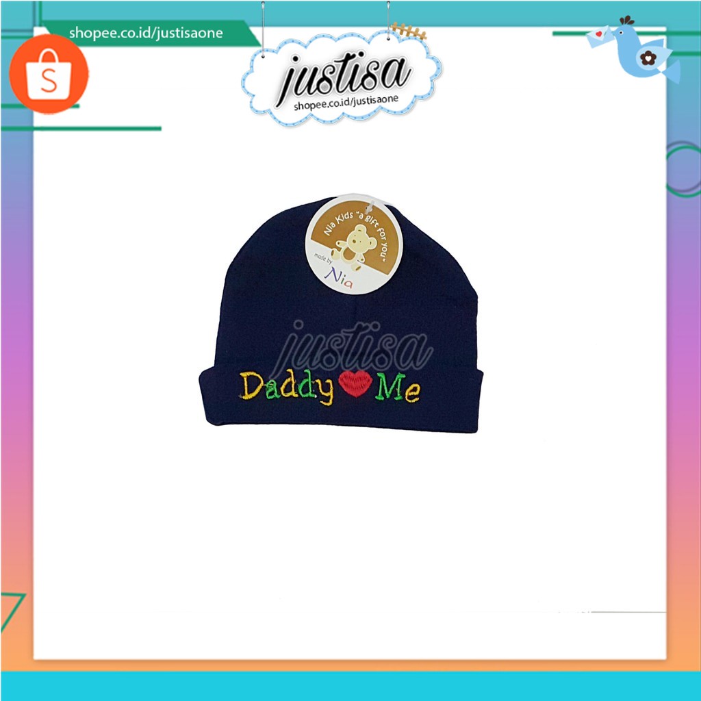 Promo !! NIA-TOPI BAYI Y4 MOM LOVE DAD TOPI BAYI NEW BORN MURAH