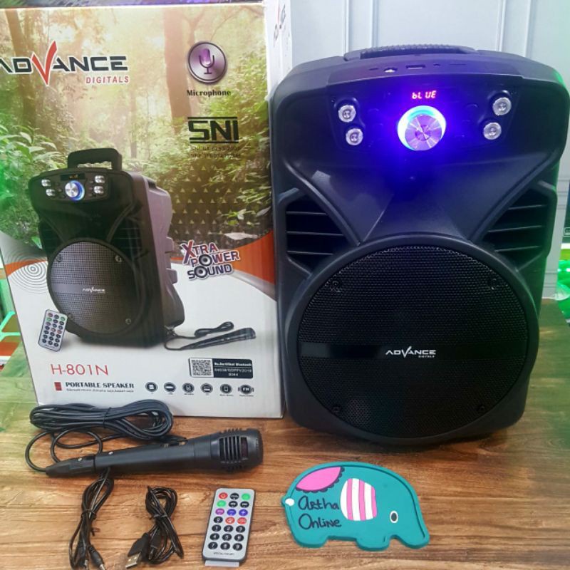 Speaker Meeting Advance bluetooth H 801N (bonus mic kabel 1pcs) Speaker bluetooth / Speaker Aktif super bass Advance H-801N - Speaker Meeting Bluetooth 8&quot; inch~FMS