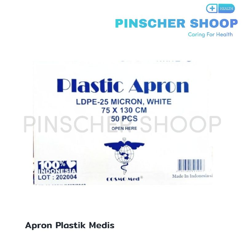 APRON PLASTIK PENDEK MEDIS 75 x 130/ 030 Micron ISI 50 PER BOX