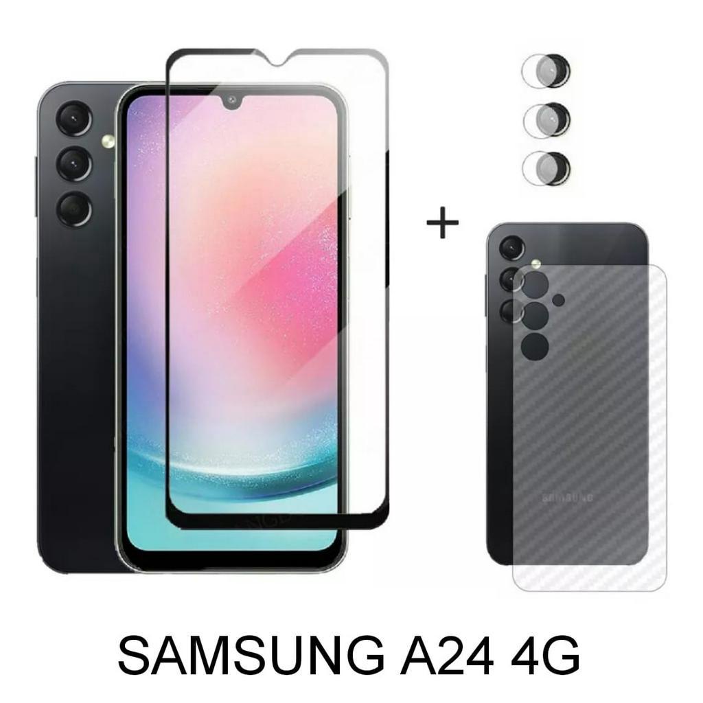 PROMO PAKET 3IN1 Screen Guard For SAMSUNG A24 4G Free Tempered Glass Camera &amp; Skin Carbon Anti Jamur | Ceramic Anti SPY Anti Blue light Anti Glare  Matte