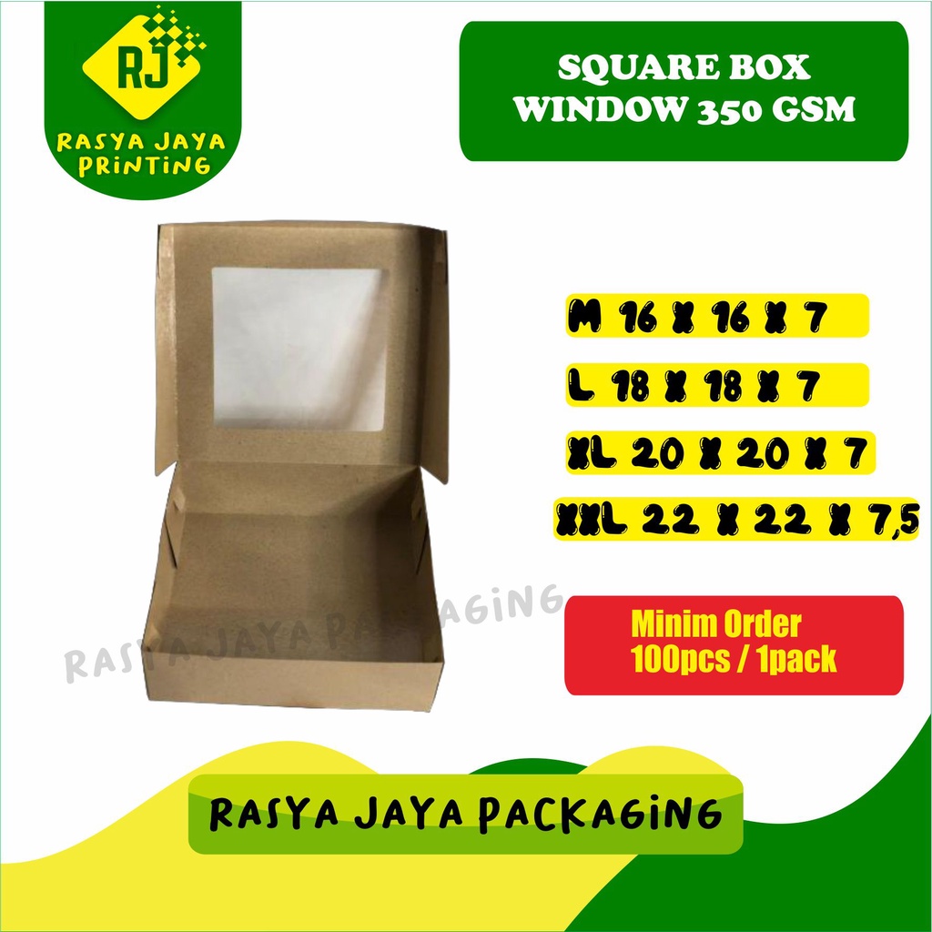 

SQUARE BOX WINDOW 350GSM / BOX KUE / BOX TART / KOTAK NASI / packaging