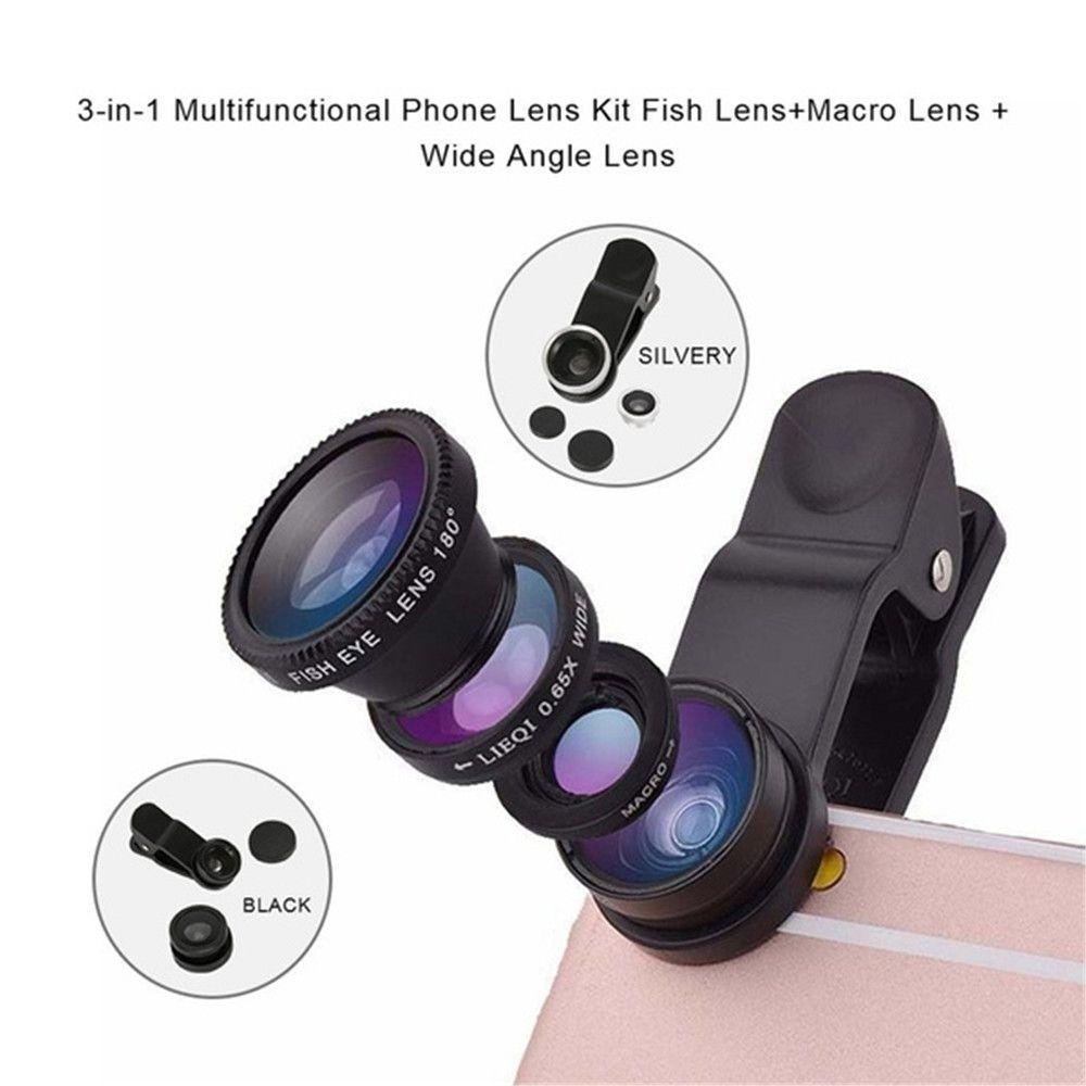 Kit Lensa Kamera Nanas 0.67X Lensa Hp 3in1 Zoom Fish Eye for Smart Phone