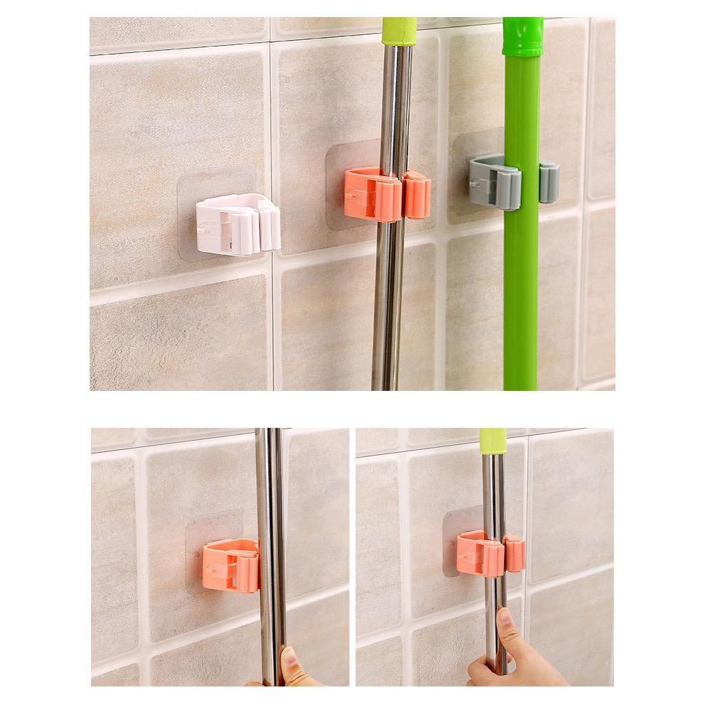 INFY - Rak Gantung Pengait Sapu &amp; Pel Rak Sapu Mop Holder Penjepit Gantungan Kamar Mandi R076