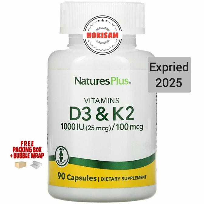 Natures Plus Vitamin D3 1000iu K2 100mcg 90 Capsules Vitamin D3 K2