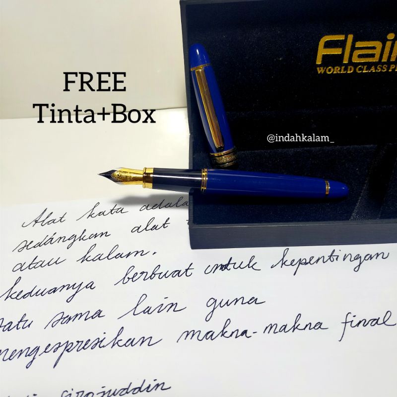 

[LANGKA] Fountain Pen Flair Blue Set Nib Box Pulpen Klasik Kaligrafi Kitab Kalam Ijazah Pen Tutul
