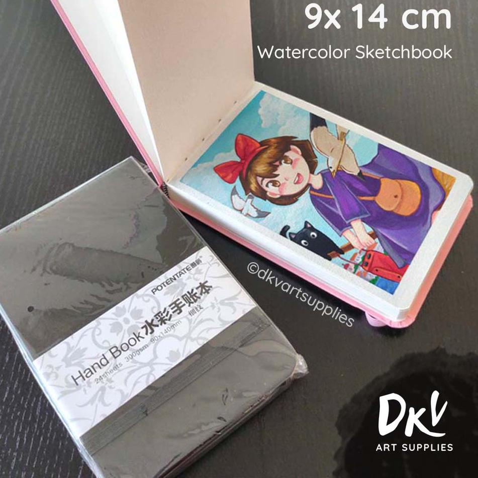 

First Come Watercolor Sketchbook POTENTATE Mini 9x14cm 300gsm hardcover jahit