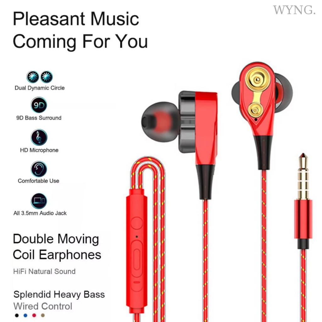 R6 - Headset 3D Stereo Dual Driver Music Earphone Strong Bass HIFI Sport In Ear 3.5mm Wired Gaming
