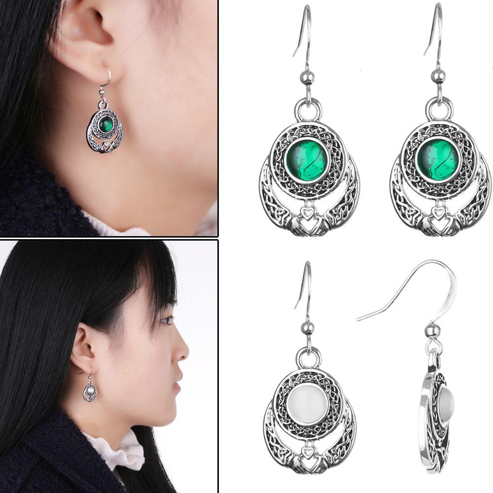 Anting Nanas Moonstone Anting Vintage925 Perak Lapis Batu Permata Perhiasan Kait Eardrop