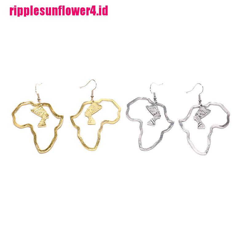 Anting Desain Ratu Mesir Nefertitititititititi Afrika Warna Emas