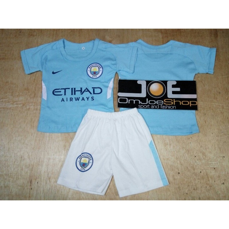 SUNDUL GAN Setelan Kaos Baju Bola Bayi Manchester City Home 17/18