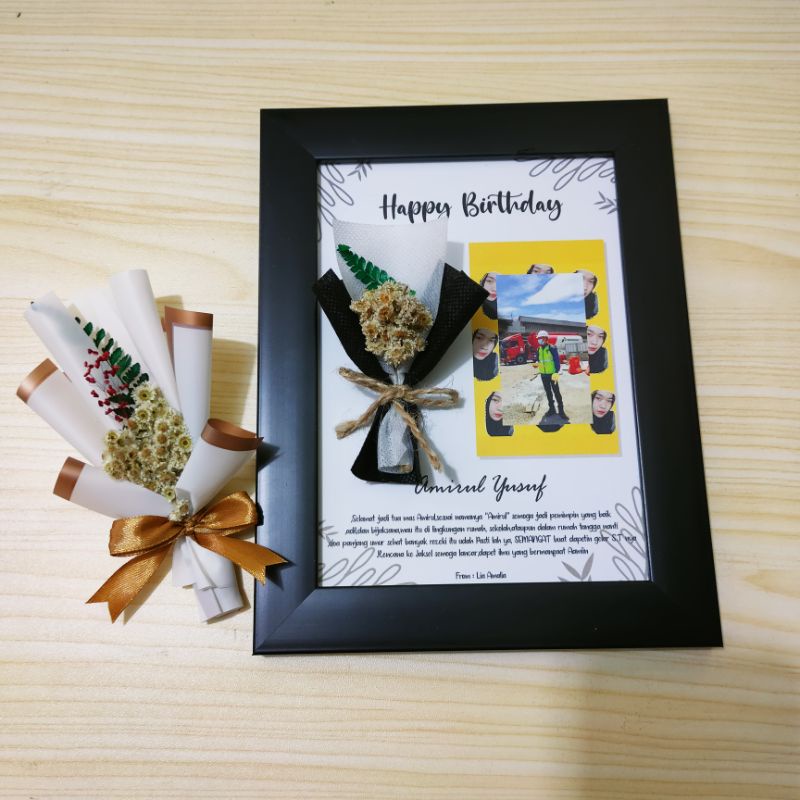 Kado untuk Cewek 1 Paket + Box / Gift Foto 2D Flower in Frame / Kado Wisuda / Kado Pernikahan/ Gift Birthday/ Hadiah Ulang Tahun