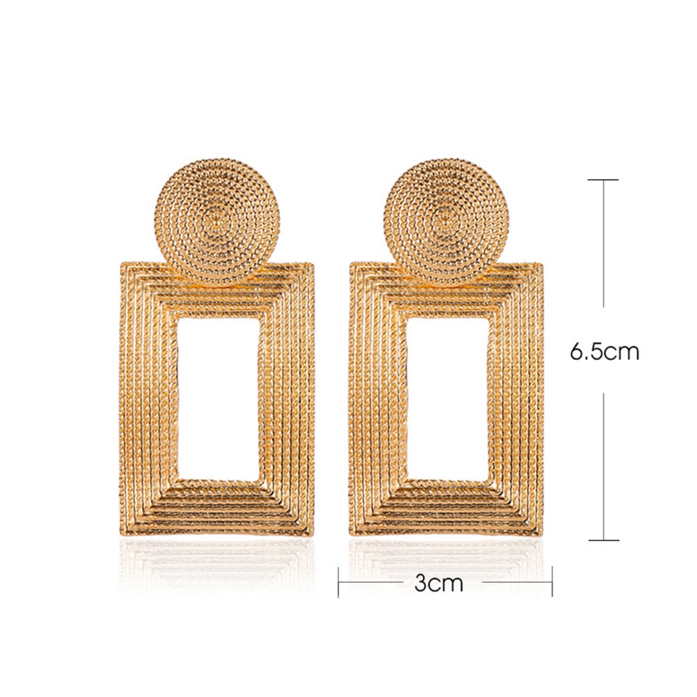 Hu Hu Hu Hu Hu Alat Bantu Pasang Kacamata♡ Anting Stud Bentuk Persegi Panjang Geometris Model Hollow Untuk Wanita