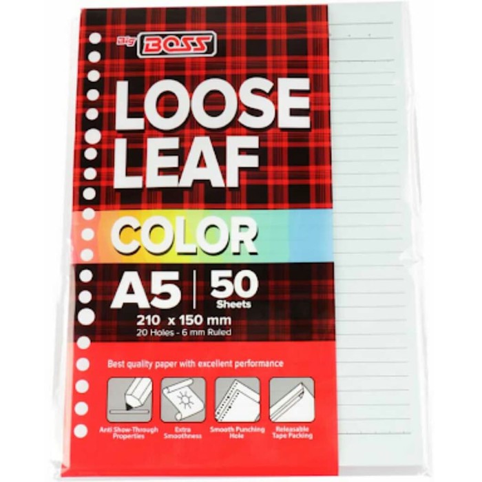 

Kertas Binder Warna / Loose Leaf Colour A5 BigBoss 50 Lembar / Kertas Binder Kecil Berwarma BigBoss