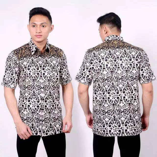 Kemeja Batik Pria Lengan Panjang Size M L Xl Xxl Bswart Batik Hrb026 Kenongo Hem Panjang Padi