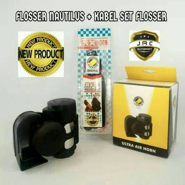 KLAKSON FLOSSER ULTRA AIR HORN 12V / KLAKSON KEONG FLOSSER / KLAKSON NAUTILUS FLOSSER ORIGINAL