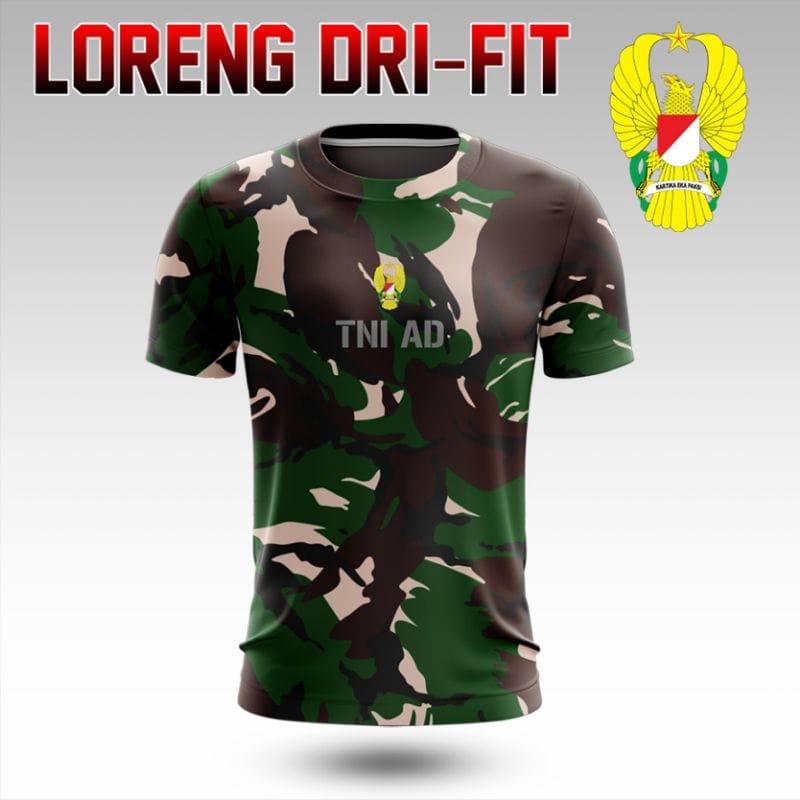 KAOS DRIFIT LORENG TNI AD / BAJU DALAM LORENG / KAOS PDL LORENG DRYFIT TERBARU