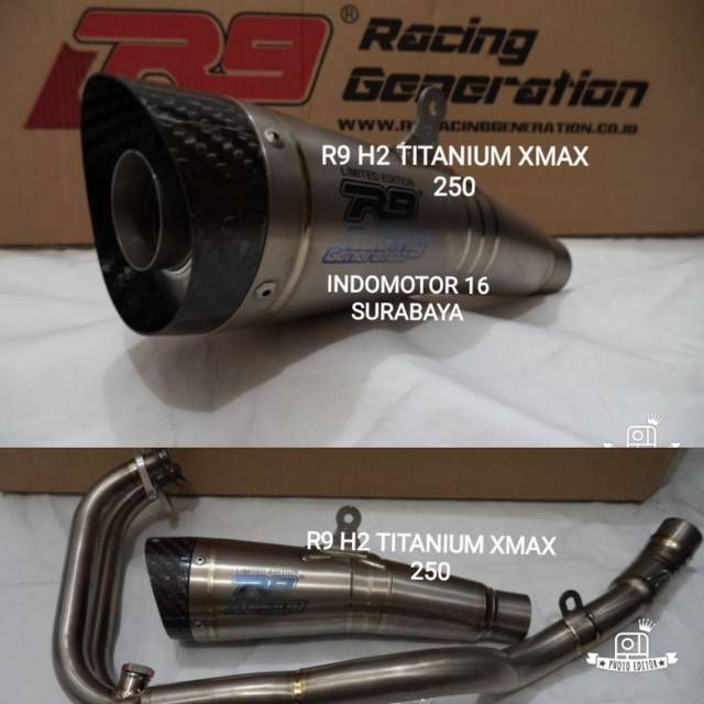 KNALPOT R9 H2 XMAX 250 FULL SYSTEM TITANIUM SERIES