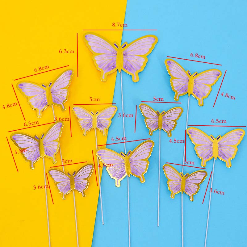 10Pcs/Set Butterfly Cake Topper Decoration Combo Set for DIY Baking Dessert