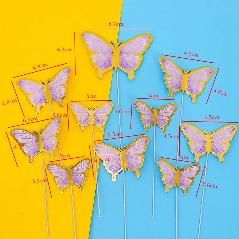 10Pcs/Set Butterfly Cake Topper Decoration Combo Set for DIY Baking Dessert