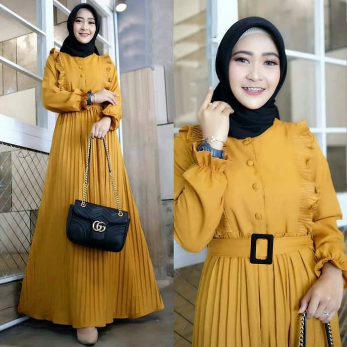 Gamis Syari Nazla Casual Keren Cantik Unik Original Branded Humai MK952 Khenca Dress Muslim | Baju G