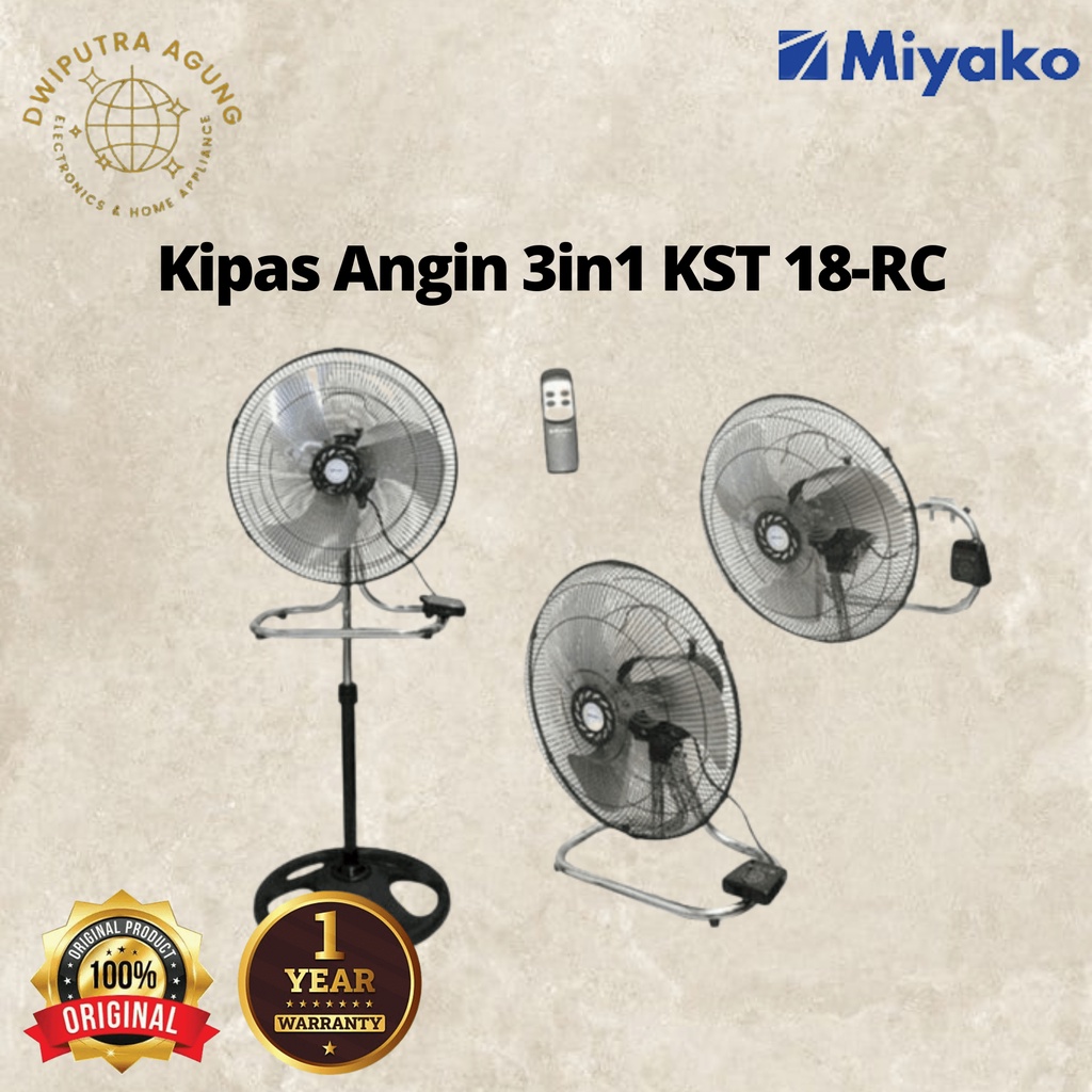 Miyako Kipas Angin KST 18 RC 3in1 / KST18RC - Hitam