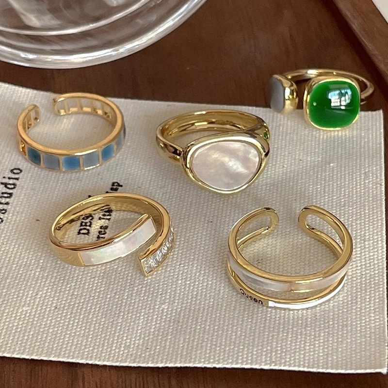 Cincin Model Terbuka Tipis Gaya Retro Perancis Elegan Dapat Disesuaikan Untuk Wanita