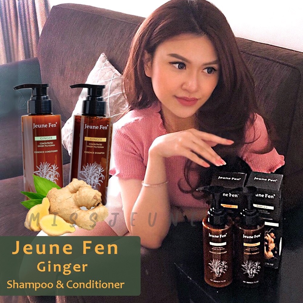 JEUNE FEN Ginger Shampoo And Conditioner 1Set @280Ml - Anti Rambut Rontok, Anti Ketombe Rambut Rusak