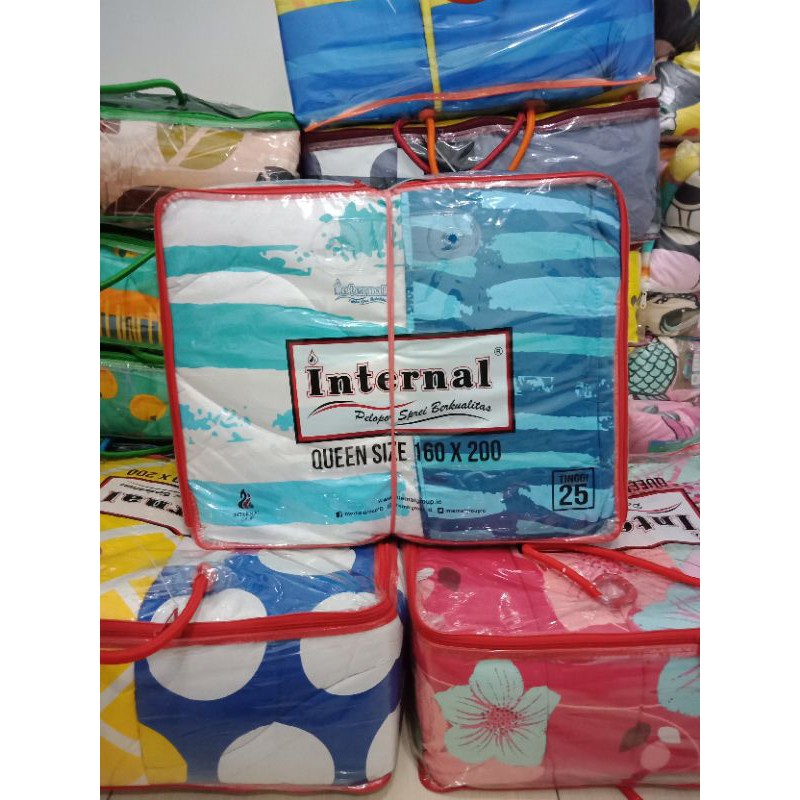 Bedcover Internal Queen FLAT 160x200 cm Tinggi 25 cm 3D 3in1 Disperse Kualitas Premium