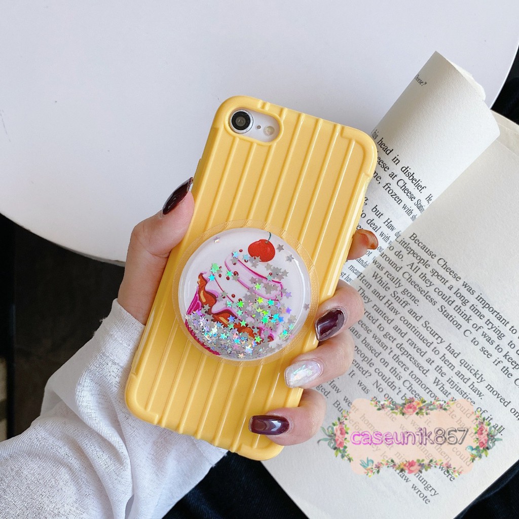 case popsocket glitter luggage koper iphone 6g 6g+ 7g 7g+ 8G+ x xr xs max iphone11 5,8 6,1 6,5 CS717