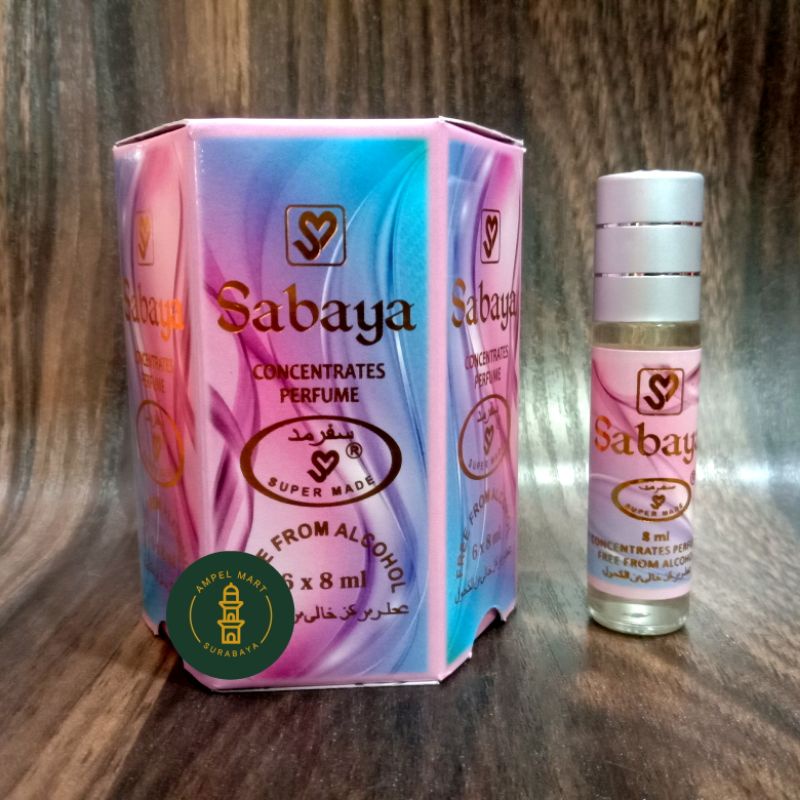 Parfum Sabaya Supermade Roll On Satu Box Isi 6 Pcs - Parfum Supermade Non Alkohol