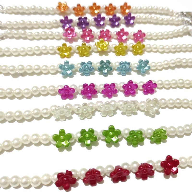 Konektor Masker Hijab Mask Connector Extender Bunga Daisy Flower Pearl Mutiara Korea Korean Jilbab